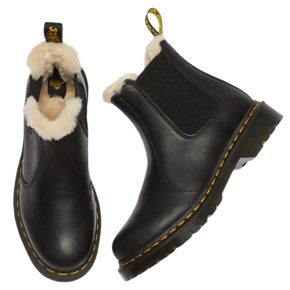 Dr. Martens Shoes - Dr Martens Leonore Faux Fur Lined Chelsea Boots in Black Sz L